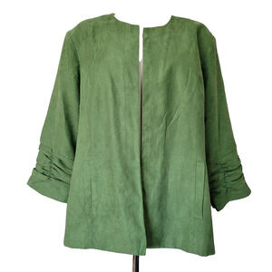 Dressbarn Blazer Jacket Green Faux Suede Fall Holiday Christmas Office Sz 18/20